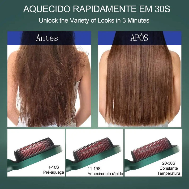 Escova Alisadora Elétrica De Cerâmica Alisador De Cabelo