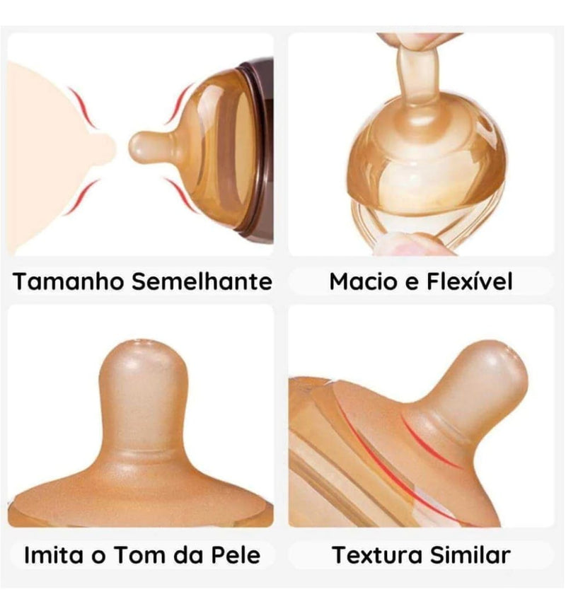 Mamadeira Tetadeira de Silicone Anti-Asfixia para Bebê