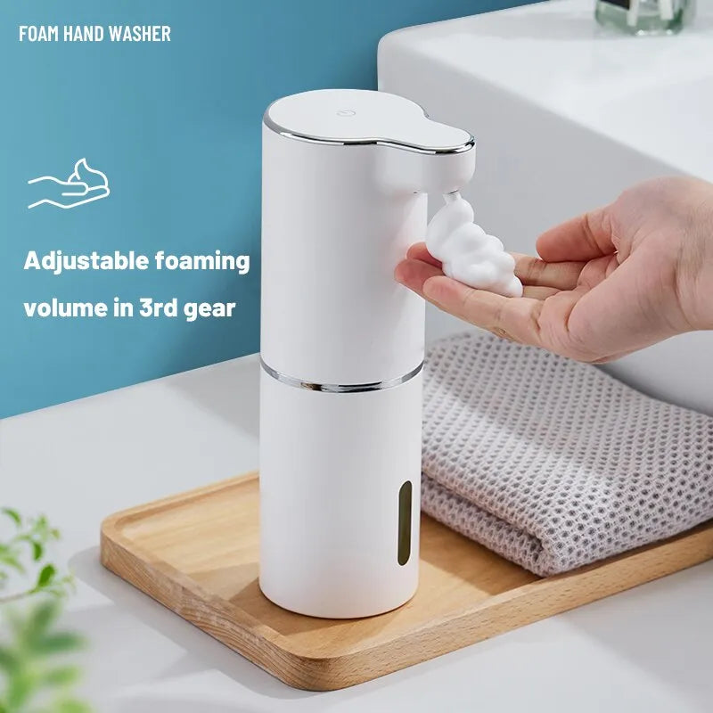 Dispenser de sabão de espuma automática Portátil, máquina inteligente, saboneteira líquida infravermelha, bomba desinfetante para as mãos, branco, 300ml