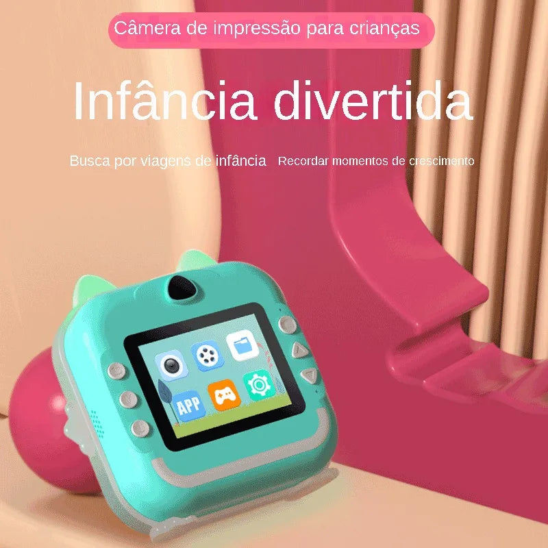 Cãmera Digital infantil  1080p hd  impressão térmica instantânea foto/vídeo com cartão de memória